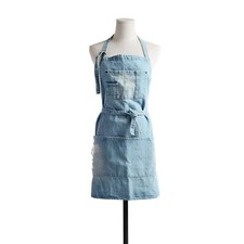 Denim Bib Apron Adjustable Straps Cooking Apron Kitchen Apron With 5 Pockets ...