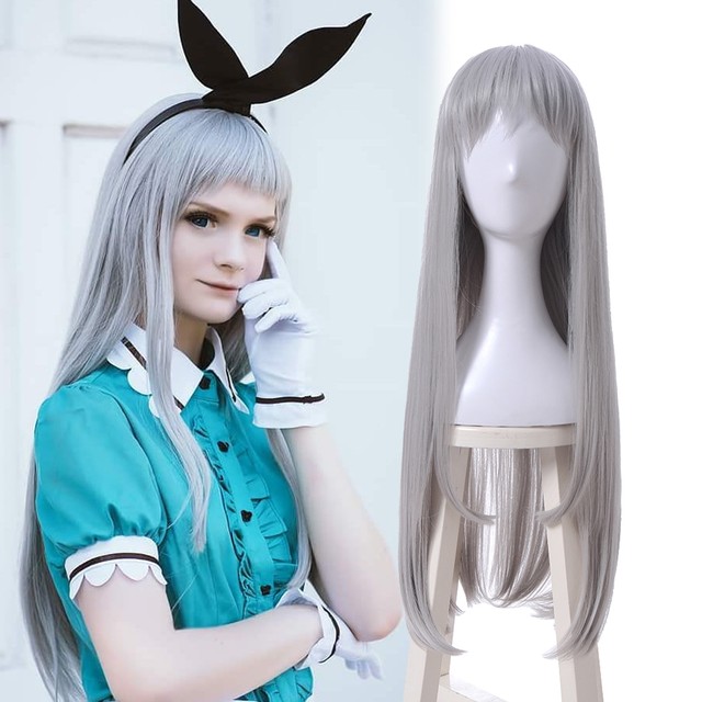 Blend S Hideri Kanzaki Gray Long Straight Bangs Cosplay Full Wig Blend S Hideri Kanzaki Gray Long Straight Bangs Cosplay Full Wig
