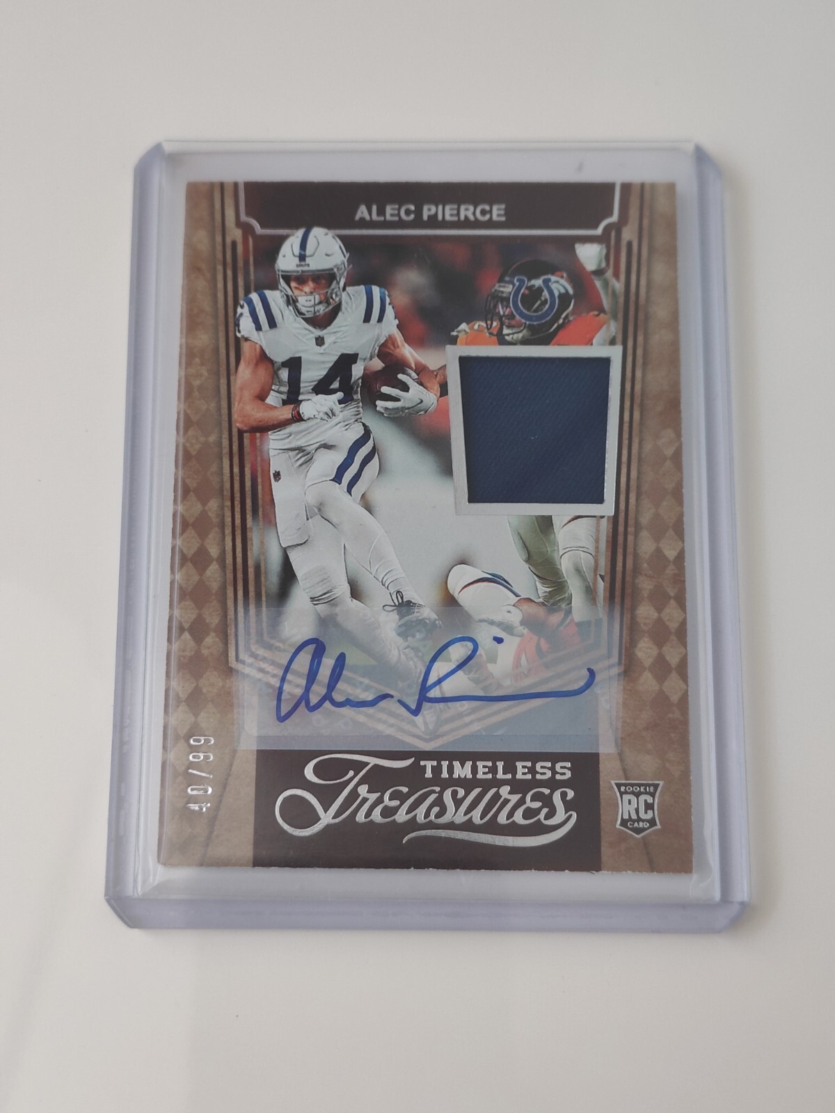 ALEC PIERCE 2022 PANINI CHRONICLES TIMELESS TREASURES JERSEY RC AUTO #/99 COLTS
