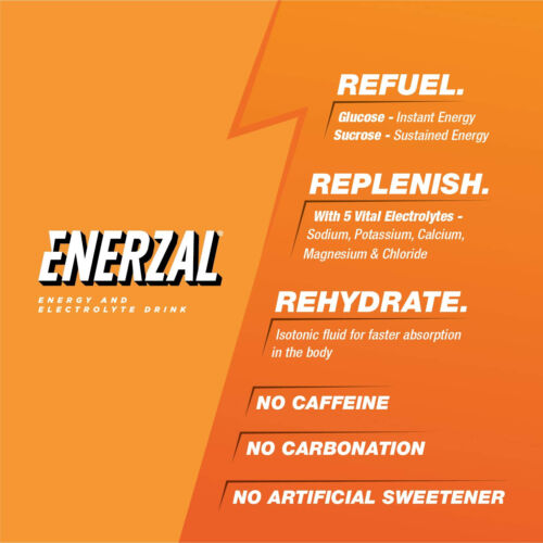 ENERZAL Energy Drink Powder With Vital Electrolytes Orange Flavour 100 Gram - Picture 3 of 6