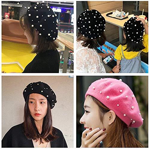 2023 Vintage Beret Hat Pearl Wool Lady Winter Warm Hat Beanies 7-7 1/4 Caramel - Picture 5 of 7