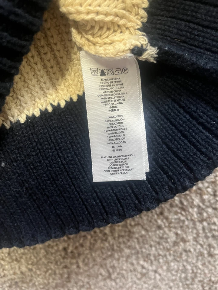 Vestido Suéter Michael Kors Azul|Vestido Marfil Rayas Manga Corta Cuello Para Mujer M Foto 3 de 4