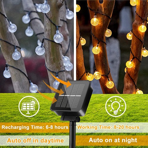 Solar Lichterkette Kugel Beleuchtung 100LED12Meter Garten Party Innen Außen Deko - Bild 15 von 15