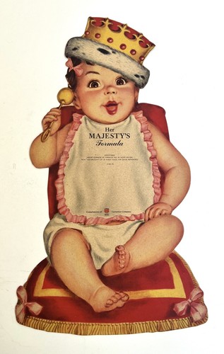 RARA Coppia Carte Formula Bambino Cartone Garofano Vintage Sua Maestà Pubblicità - Foto 3 di 11