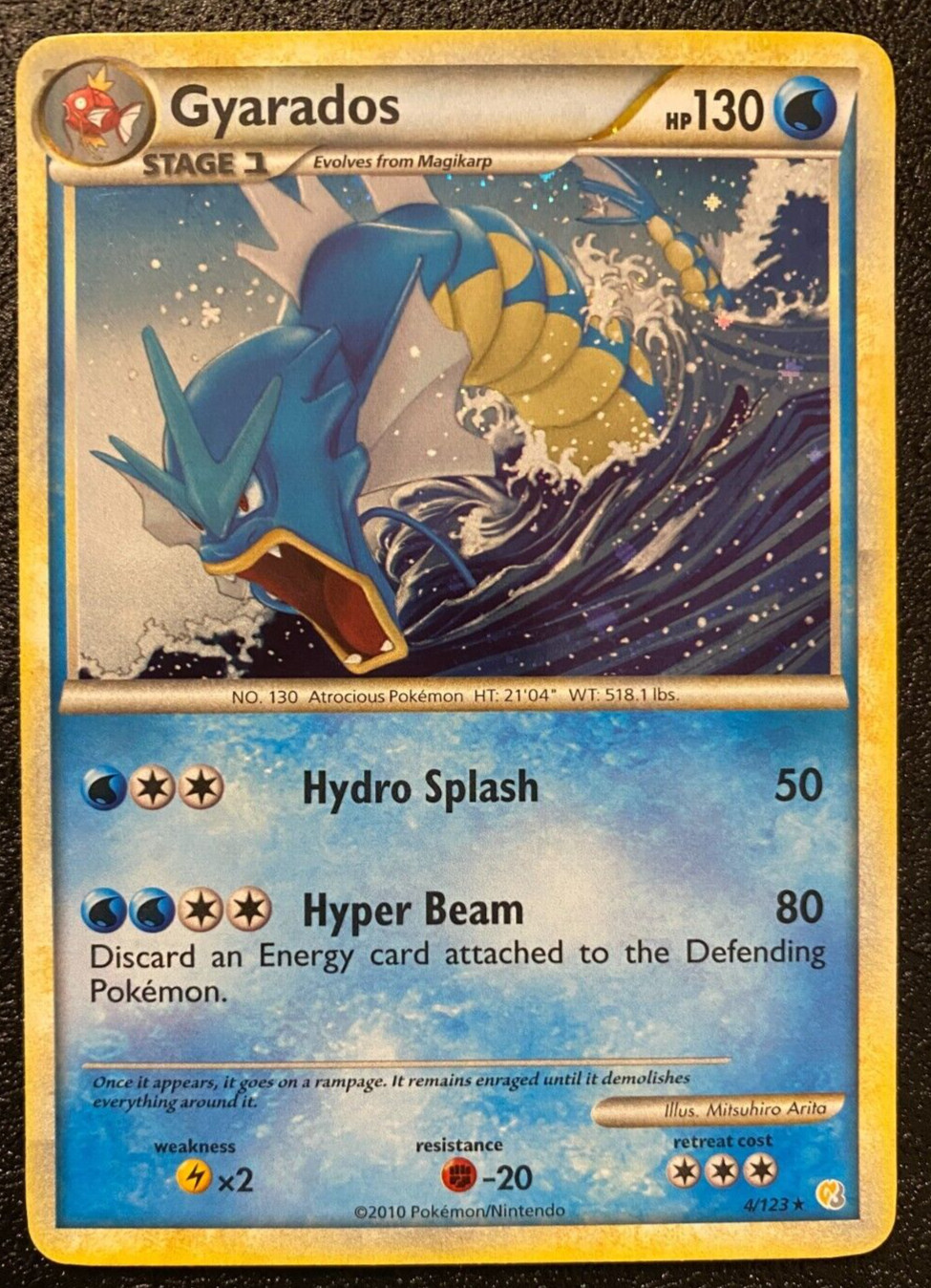Gyarados 4/123 - HeartGold SoulSilver (2010) Cracked Ice Vintage Holo Rare - NM