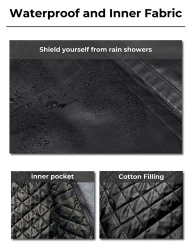 Wantdo Men's Faux Leather Jacket with Removable Hood Bomber Jacket with 2 Styles - Picture 26 of 64