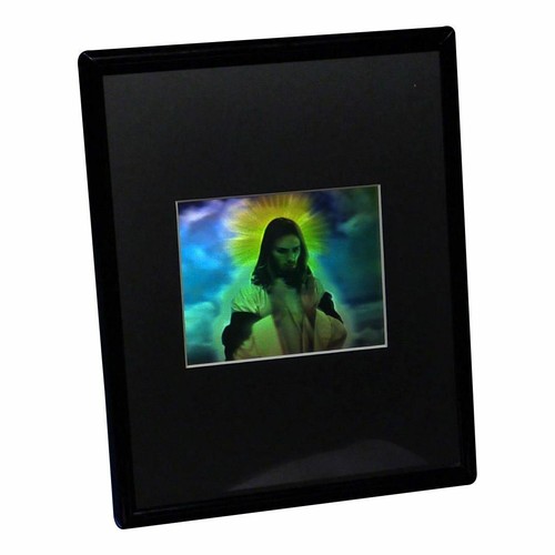 3D Jesus kleines Hologramm Bild GERAHMT, geprägtes Typ animiertes Stereogramm - Bild 2 von 7