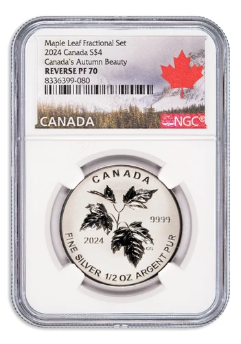 2024 $4 Canada Autumn Beauty Silver 1/2 oz Reverse Proof NGC PF70