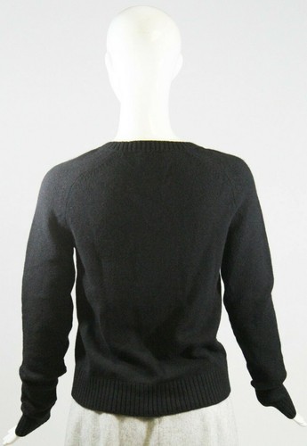 FAITH CONNEXION Black 100% Cashmere Wool Ribbed Knit Trim V Neck Sweater XS $760 - Picture 6 of 11