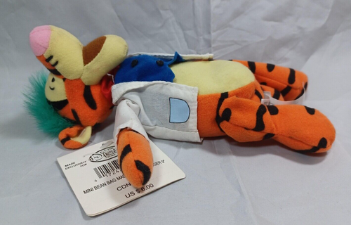 Disney Store Bean Bag Plush Tigger Mad Scientist 9" Lab Coat Bow Tie Green Hair - Picture 18 of 21