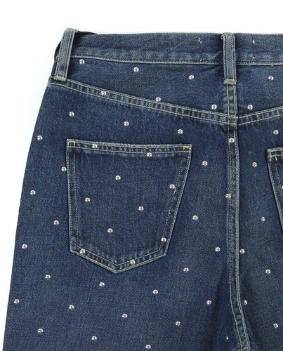 Pantalones de mezclilla ajustados recortados Current Elliott 26 The Vintage con tachuelas Night Rider azules nuevos con etiquetas - Imagen 12 de 15