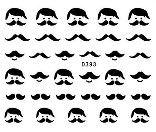 Black Moustache Nail Art Decals Water Transfer Stickers UV Acrylic Decorations - Picture 21 of 25