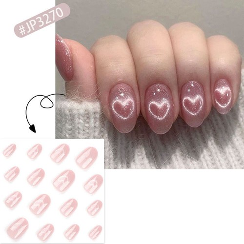 24pcs Aurora Crystal Press-On False Nail Shinning Blooming French Manicure Tool - Picture 22 of 29