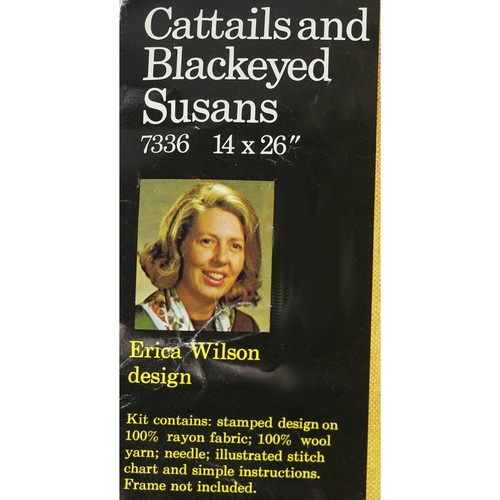 CATTAILS & BLACKEYED SUSANS Vintage Crewel Embroidery Kit Erica Wilson MCM - Picture 3 of 8