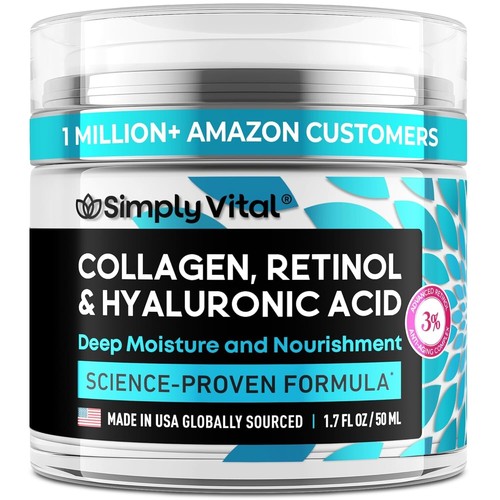 SimplyVital Collagen, Retinol & Hyaluronic Acid Anti-Aging Face Night -1.7 fl.oz - Picture 1 of 5