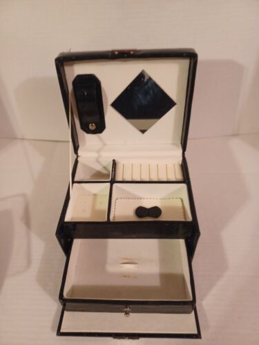 Vintage Trinket Jewelry Box with compartment, pre-owned ? Tag Black