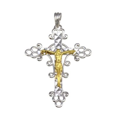 Sterling Silver Crucifix Cross Two Tone Pendant | eBay