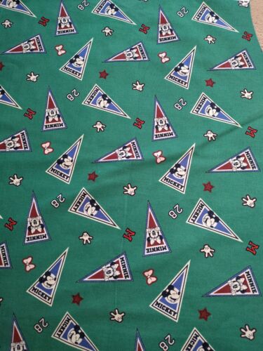 DISNEY MICKEY & MINNIE CHEER FLAG FABRIC SCRAP REMNANT PIECE• 18.5" X 45"  ~WAVY - Picture 1 of 3