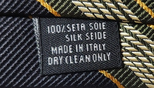 Barneys New York Mens Tie Blue and Gold Stripe 100% Silk Made in Italy - Picture 7 of 9