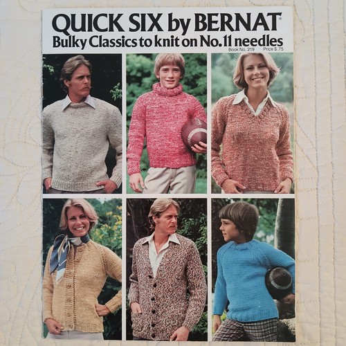 1975 Vtg Bernat Six Bulky Sweaters Knitting & Crochet Pattern Book No. 219 - Picture 7 of 15
