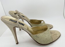 Vero Cuoio Womens Shoes Gold Leather Crystal Size 40 Italy Retail 420 919 