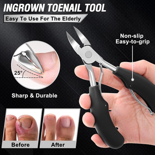 7-Piece Toenail Clipper Set for Thick Nails - Ergonomic and Rotating Design - Picture 5 of 9