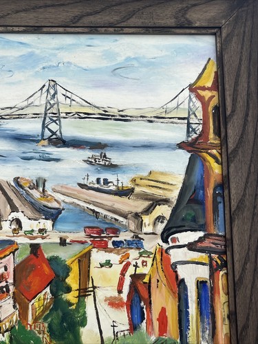 WPA STYLE REGIONALISM PAINTING CITY VIEW IMPRESSIONISM AMERICAN LANDSCAPE OIL - Picture 7 of 18