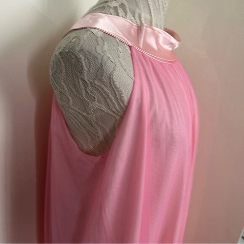 Vintage Aristocraft by Superior Pink Chiffon Nightgown - Satin Trim Peignoir S - Picture 4 of 10