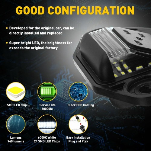 For 92-18 Ford E150 E250 E350 E450 Econoline Wagon LED License Plate Light Lamp - Picture 6 of 12
