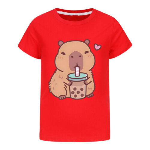 Kids Capybara T-Shirt Cute Animal Childrens Boys Girls Summer Casual Tops Tee UK - Picture 31 of 57