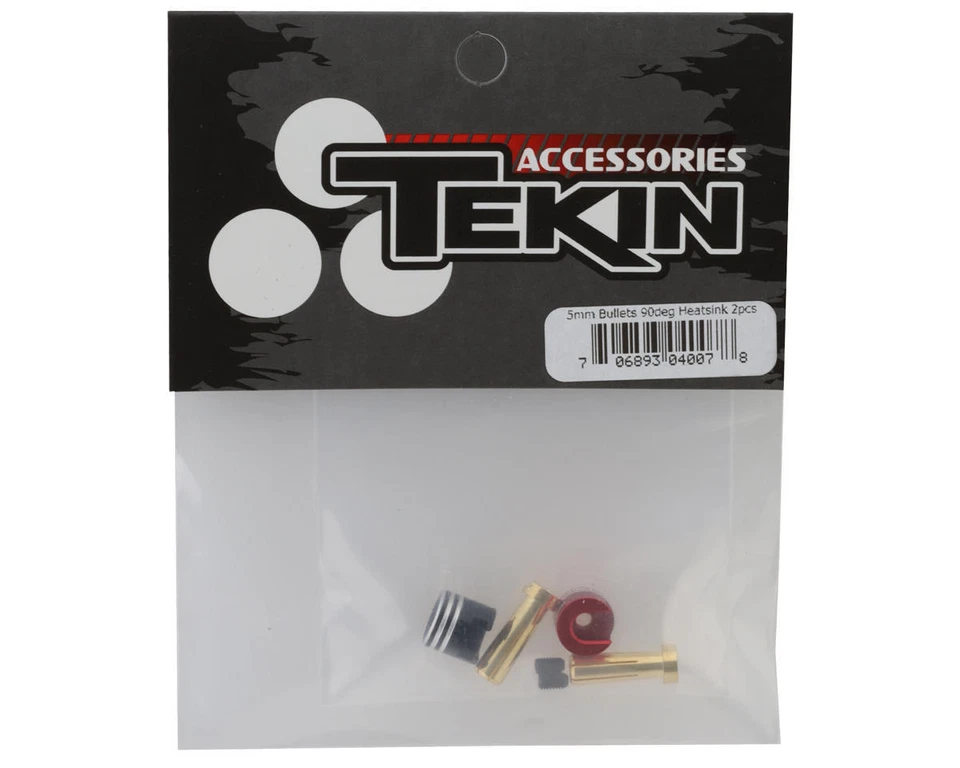 Tekin Aluminum XL Heatsink Bullet Plugs w/5mm Bullets (Black/Red) [TEKTT4007] - Image 2 of 2