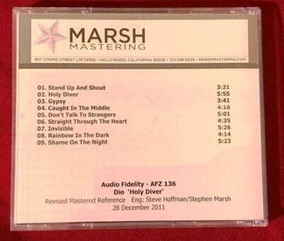 24KT+GOLD AUDIO FIDELITY DIO／Holy Diver 24k Gold CD AFZ-136 Dio Holy Diver Sealed # 1439/5000 Audio