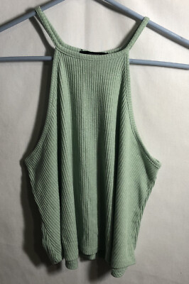 Forever 21 Mint Green Ribbed Halter Crop Top Size Small