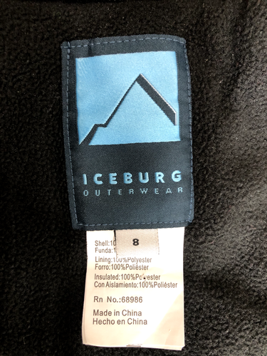 Iceburg Outerwear Size 8 Boy's Winter Hooded Ski Jacket Blue Stripes Polyester - Picture 9 of 9