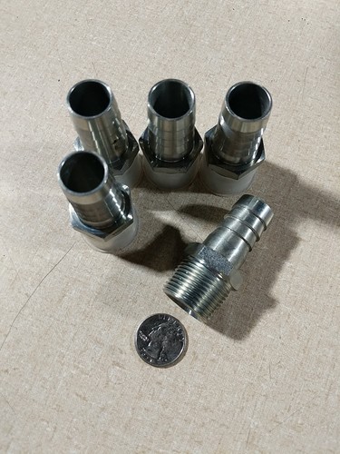  MALE HOSE CONNECTOR  FITTING  3/4"  BARB  X  3/4" NPT (5-pk) - Picture 1 of 5