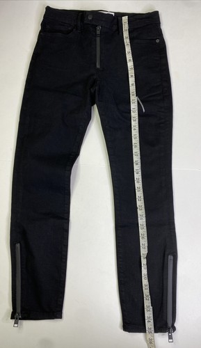 Frame Le High Skinny Crop Rubberized Zipper in Film Noir New Size 26 - Picture 3 of 9