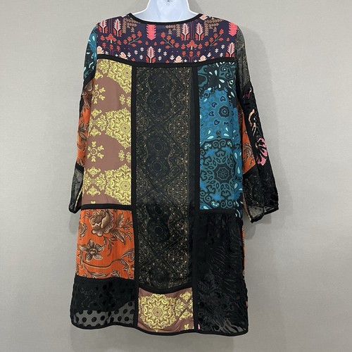 Soft Surroundings Tunic Top Womens Petite Small 6-8 Patchwork Sequin V Neck - Picture 8 of 21