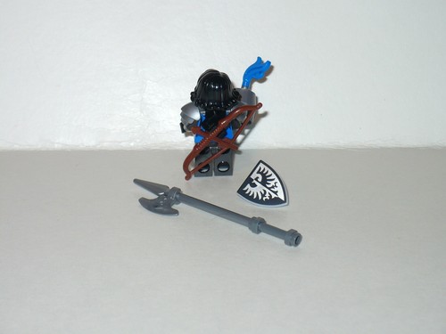 LEGO Medieval Black Knight Falcon Female HERO Figure silver halberd Bow shield - Picture 2 of 2