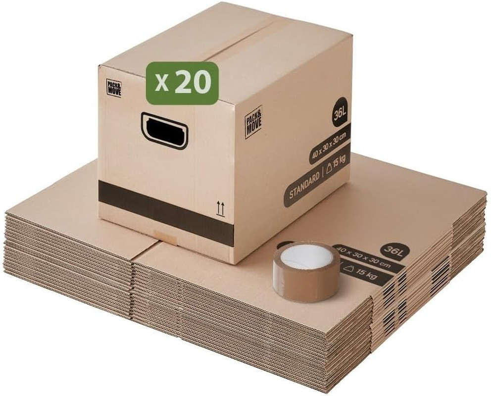 Carton de déménagement livre 40x30x30 cm avec poignée renforcée anti-déchirure
