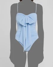 Zimmermann Women's Blue Acacia Drape Bow One-Piece Swimsuit Size 4