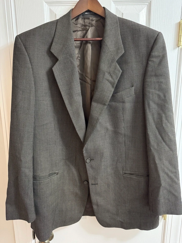 Vintage Beged-OR of Israel Men’s Sport Coat Size 44L Black w/ Beige Houndstooth - Image 2 of 4