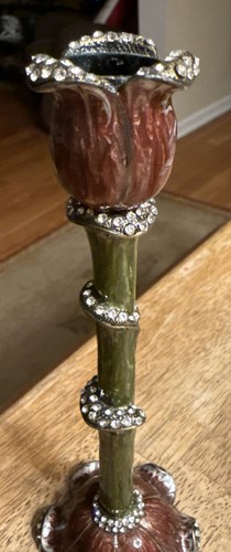 Jay Strongwater (?) Candelabro Tulipán Retorcido 7.5" Joyado Absolutamente Hermoso - Imagen 4 de 6