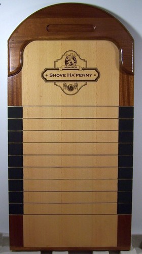 Tablero Shove Ha’Penny con Monedas Juegos Monarca Salón Inglés Madera Completo NUEVO - Imagen 4 de 9