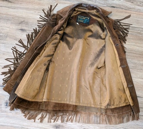 VTG Schott Bros Western Rancher Fringed Suede Brown Leather MADE IN USA 70s - Picture 6 of 22