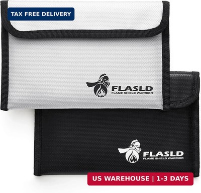 FLASLD Fireproof Money Bags, Fireproof Wallet Pouch, Small Safe Bag for Cash, Va