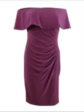 XSCAPE Womens Pink Off Shoulder Knee Length Sheath Dress Petites Size: 2P
