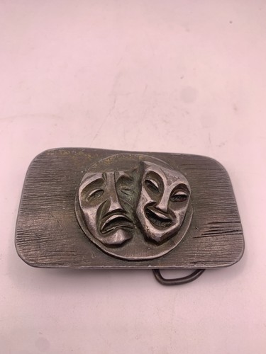 Vintage Bronze Gürtelschnalle Komödie Tragödie Masken gemarkt Tiffany Studios NY - Bild 13 von 14