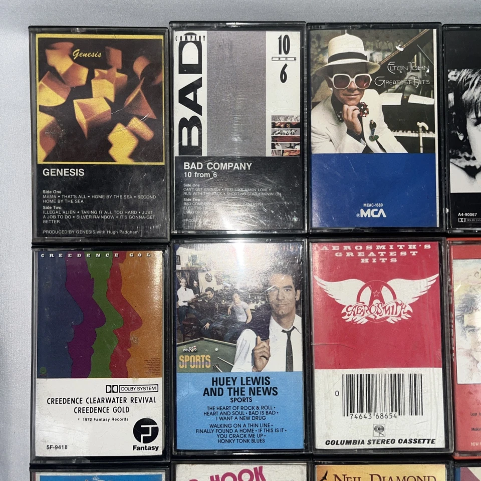 LOT OF 21 CLASSIC ROCK CASSETTE TAPES. U2 Who Genesis Bowie CCR Dr Hook Foto 2 de 4