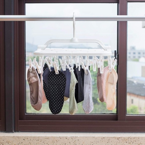 Foldable Clip Hangers with 26 Drying Clips, Underwear Hanger 1 PC, White - Picture 6 of 6
