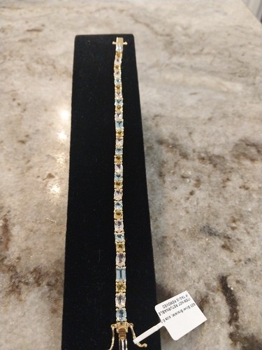 MULTI BERYL Gemstone 10.50 ctw Bracelet/18K Vermeil Yellow Gold/Sterling Silver - Picture 4 of 18